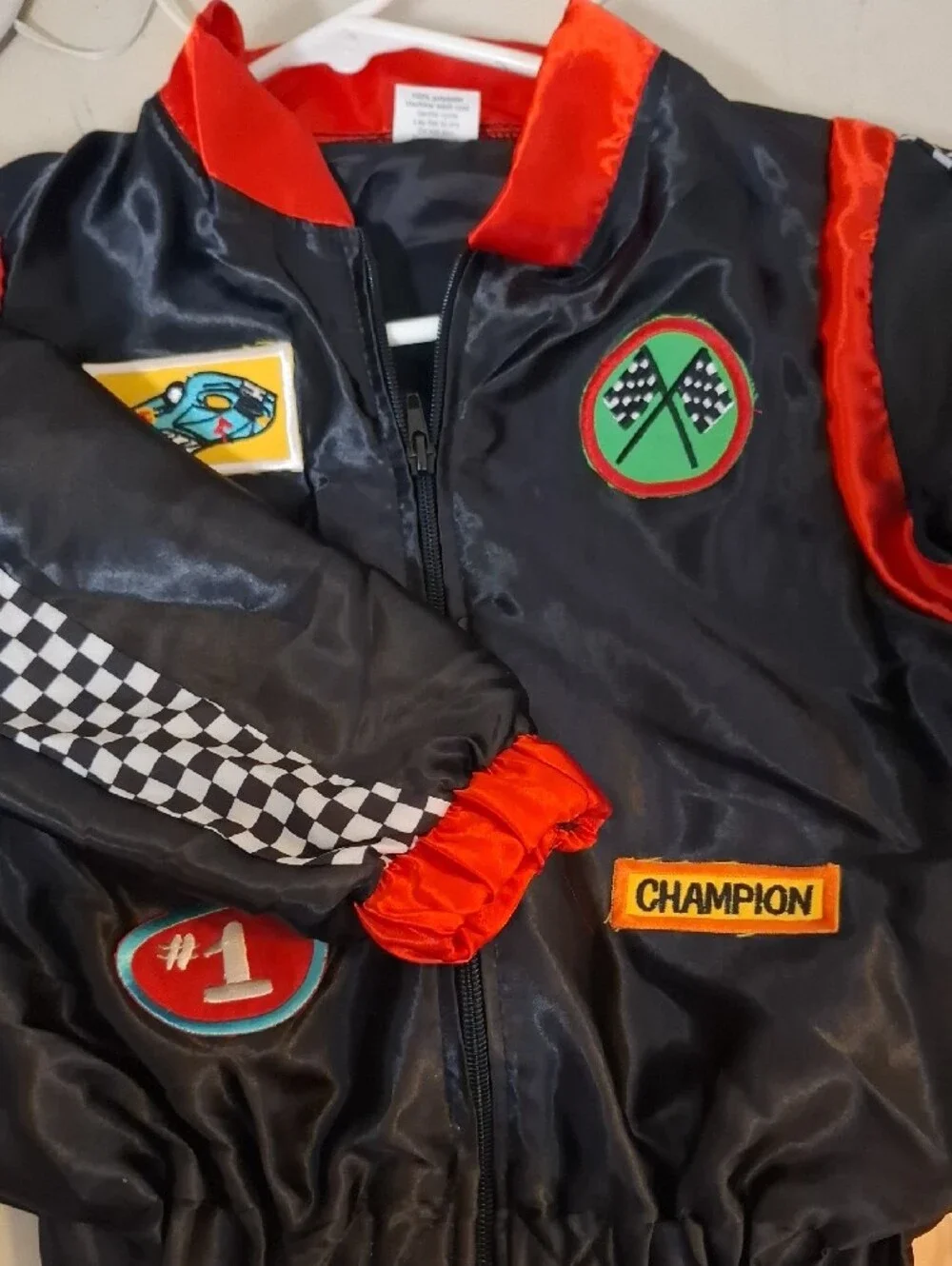 Dress Up America Kids Race Car Driver Costume - Black & Red